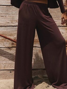 Free People Wide-Leg Pants in Dark Brown